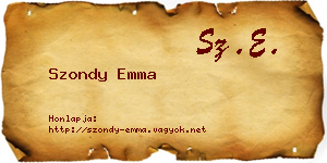 Szondy Emma névjegykártya